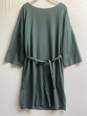 OAK + FORT Sage Green Belted Pocket Shift Dress Size S